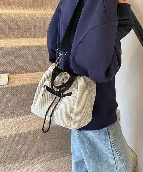 コーデュロイ 巾着ショルダーバッグ小さめ レディース おしゃれ 手提げかばん 軽量 斜めがけ カバン 3WAY 肩掛けバッグ カジュアルバッグ 韓国ファッション 88CXH-032