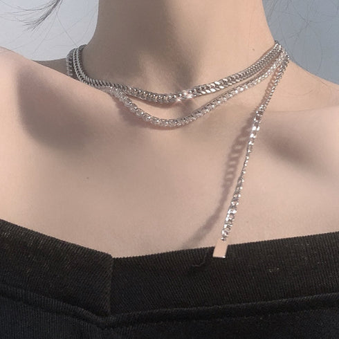 チェーン ネックレス レディース 2連 おしゃれ ストリート風 アクセサリー ジュエリー きらきら 太め ネックレス パーティー 重ね付け オルチャン 88CXH-033