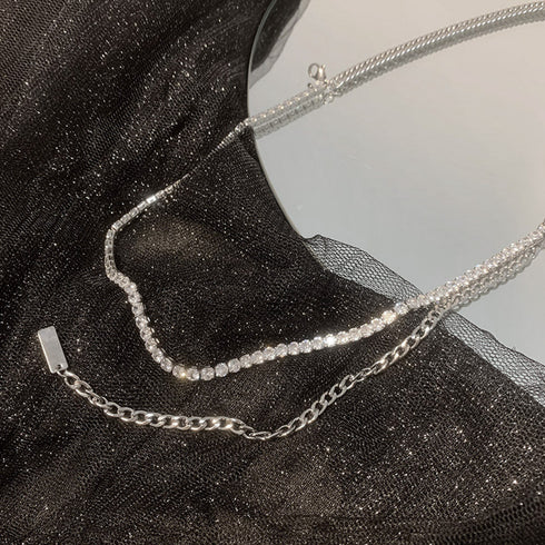 チェーン ネックレス レディース 2連 おしゃれ ストリート風 アクセサリー ジュエリー きらきら 太め ネックレス パーティー 重ね付け オルチャン 88CXH-033