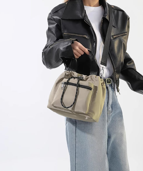 巾着ショルダーバッグ レディース 小さめ おしゃれ ミニショルダーバッグ 軽量 斜めがけ カバン 肩掛けバッグ カジュアル3WAY ナイロンバッグ コンパクト 88CXH-065