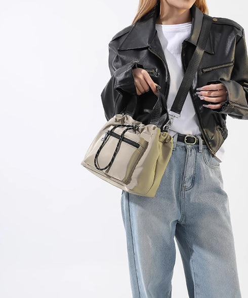 巾着ショルダーバッグ レディース 小さめ おしゃれ ミニショルダーバッグ 軽量 斜めがけ カバン 肩掛けバッグ カジュアル3WAY ナイロンバッグ コンパクト 88CXH-065