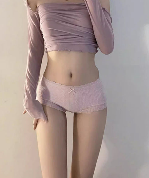 ショーツ リボン付き レディース 美尻 可愛い ノーマルショーツ レース付き スタンダードショーツ セクシー アンダーウェア インナー肌着 フェミニン 下着快適 88CXH-074