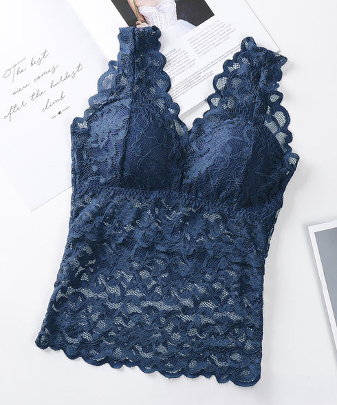 総レースタンクトップインナー カップ付き セクシー キャミソール Vネック レディース シアートップス フェミニン 大人かわいい ノンワイヤー インナーキャミ上品 88CXH-075