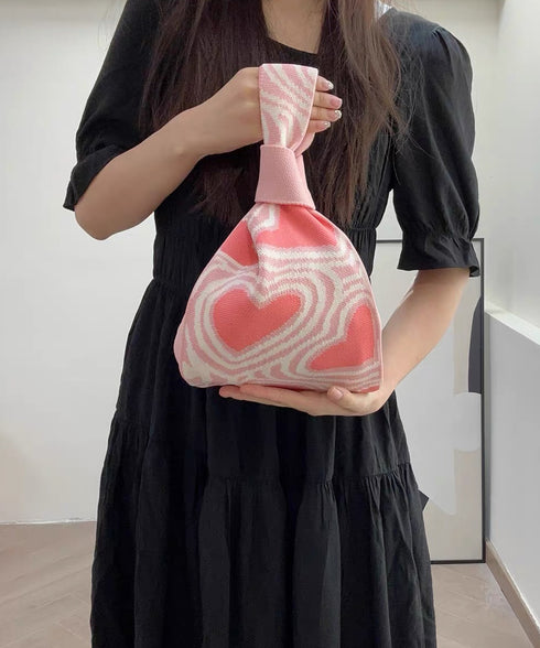 マルシェバッグ ニットバッグ ミニトート 可愛い ニット編み ミニバッグ 小さめ トートバッグ レディース ハンドバッグ おしゃれ サブバッグ軽量 折り畳める鞄 88CXH-085