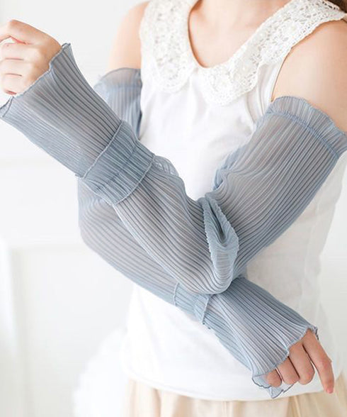 プリーツ フリルアームカバー 日焼け防止 レディース おしゃれ 腕カバー 夏用 可愛い ロング スリーブカバー UVケア アウトドア韓国風 腕用スリーブ 薄手 88CXH-090