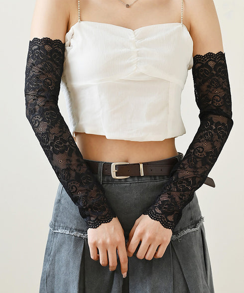 レースアームカバー レディース UVケア おしゃれ 腕カバー 指なし ロング手袋  可愛い クールアームカバー アウトドア 韓国風 腕用スリーブ お出かけ 自転車 88CXH-091