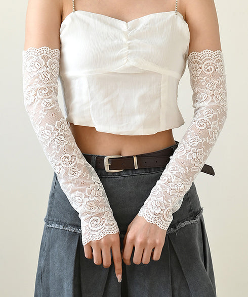 レースアームカバー レディース UVケア おしゃれ 腕カバー 指なし ロング手袋  可愛い クールアームカバー アウトドア 韓国風 腕用スリーブ お出かけ 自転車 88CXH-091