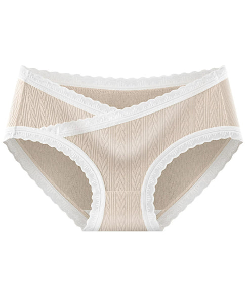 レース付き マタニティ ショーツ 妊婦用 可愛い マタニティインナー 産前産後ショーツ Vカット スタンダードショーツ 蒸れない 妊婦下着 お腹らくらくショーツ 88CXH-092