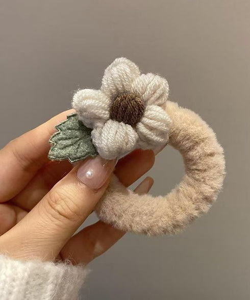 花モチーフ ヘアゴム レディース 秋冬 大人かわいい ニットフラワー付き ヘアアクセサリー おしゃれ まとめ髪 簡単 ヘアアレンジ 韓国風 髪飾り プチプラ女性 88CXH-105