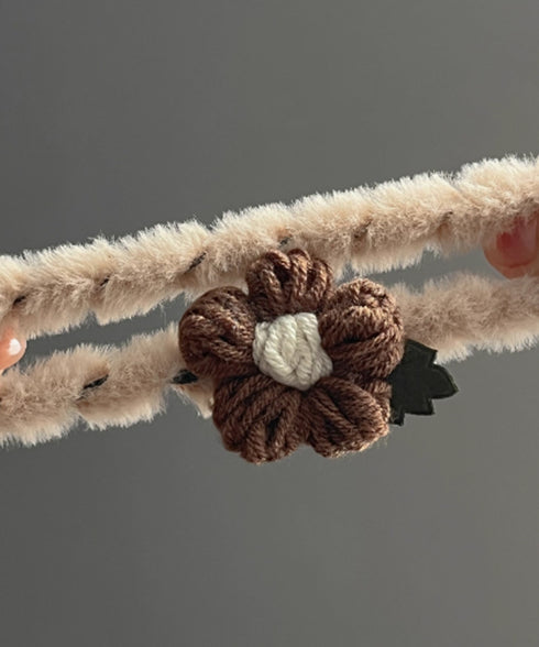 花モチーフ ヘアゴム レディース 秋冬 大人かわいい ニットフラワー付き ヘアアクセサリー おしゃれ まとめ髪 簡単 ヘアアレンジ 韓国風 髪飾り プチプラ女性 88CXH-105