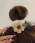 花モチーフ ヘアゴム レディース 秋冬 大人かわいい ニットフラワー付き ヘアアクセサリー おしゃれ まとめ髪 簡単 ヘアアレンジ 韓国風 髪飾り プチプラ女性 88CXH-105