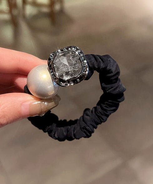 ビジュー付き ヘアゴム レディース 上品 おしゃれ ヘアアレンジ キラキラ ヘアアクセサリー 大粒フェイクパール 髪飾り 大人かわいい まとめ髪 韓国風 シンプル 88CXH-107