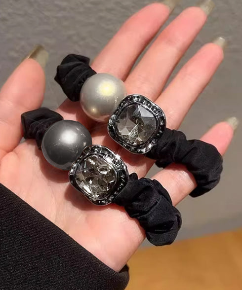 ビジュー付き ヘアゴム レディース 上品 おしゃれ ヘアアレンジ キラキラ ヘアアクセサリー 大粒フェイクパール 髪飾り 大人かわいい まとめ髪 韓国風 シンプル 88CXH-107