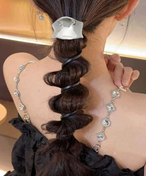メタル コイルポニー簡単 コイルアップ 大人かわいい スパイラルヘアゴム フェミニン ヘアアレンジ エレガント ヘアアクセサリー 韓国風 ポニーテール おしゃれ 88CXH-109