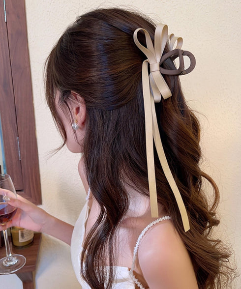 リボン バンスクリップ 上品ヘアクリップ レディース おしゃれ ヘアアクセサリー フェイクパール ヘアアレンジ 大人かわいい 簡単 まとめ髪 エレガント 髪留め 88CXH-110