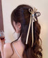 リボン バンスクリップ 上品ヘアクリップ レディース おしゃれ ヘアアクセサリー フェイクパール ヘアアレンジ 大人かわいい 簡単 まとめ髪 エレガント 髪留め 88CXH-110