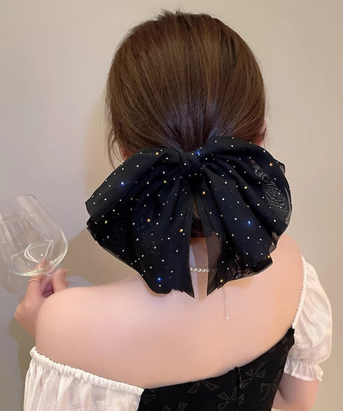 ビッグリボン バレッタ ヘアクリップ上品 おしゃれ ヘアアクセサリー レディース キラキラ まとめ髪 大人かわいい ヘアアレンジ 大きめ 髪飾り リボンクリップ 88CXH-111