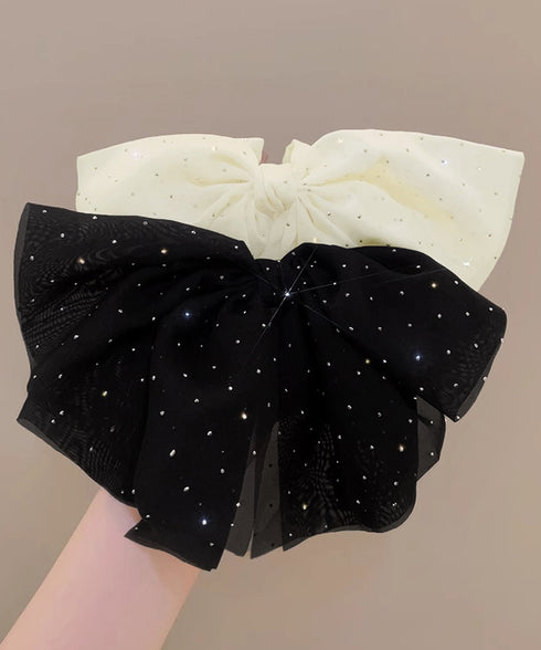 ビッグリボン バレッタ ヘアクリップ上品 おしゃれ ヘアアクセサリー レディース キラキラ まとめ髪 大人かわいい ヘアアレンジ 大きめ 髪飾り リボンクリップ 88CXH-111