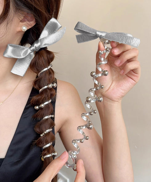 リボン コイルポニー 簡単 コイルアップ 大人かわいい スパイラルヘアゴム フェミニン ヘアアレンジ エレガント ヘアアクセサリー 韓国風ポニーテール おしゃれ 88CXH-112