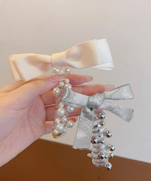 リボン コイルポニー 簡単 コイルアップ 大人かわいい スパイラルヘアゴム フェミニン ヘアアレンジ エレガント ヘアアクセサリー 韓国風ポニーテール おしゃれ 88CXH-112