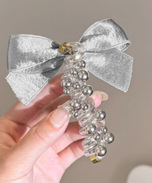 リボン コイルポニー 簡単 コイルアップ 大人かわいい スパイラルヘアゴム フェミニン ヘアアレンジ エレガント ヘアアクセサリー 韓国風ポニーテール おしゃれ 88CXH-112