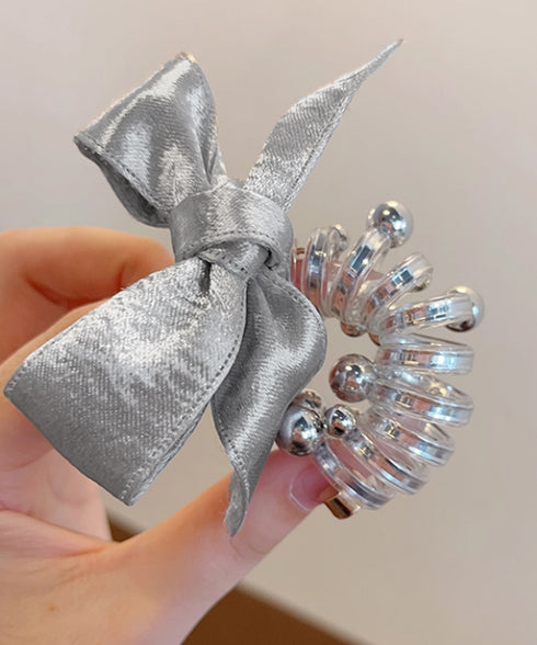 リボン コイルポニー 簡単 コイルアップ 大人かわいい スパイラルヘアゴム フェミニン ヘアアレンジ エレガント ヘアアクセサリー 韓国風ポニーテール おしゃれ 88CXH-112