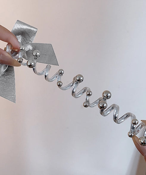 リボン コイルポニー 簡単 コイルアップ 大人かわいい スパイラルヘアゴム フェミニン ヘアアレンジ エレガント ヘアアクセサリー 韓国風ポニーテール おしゃれ 88CXH-112