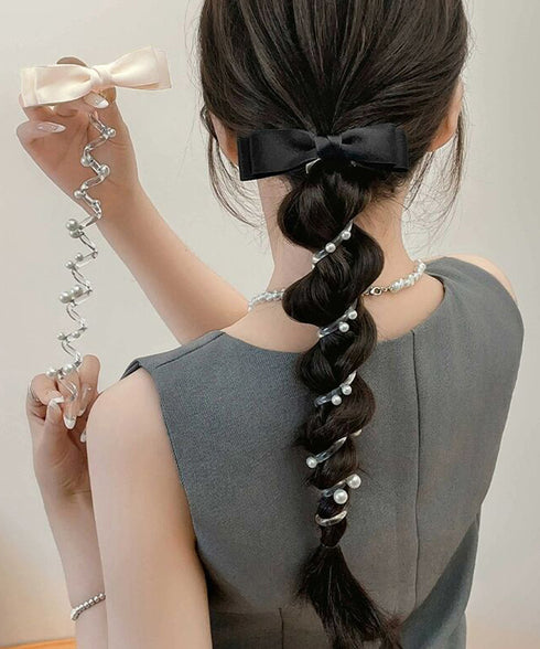 リボン コイルポニー 簡単 コイルアップ 大人かわいい スパイラルヘアゴム フェミニン ヘアアレンジ エレガント ヘアアクセサリー 韓国風ポニーテール おしゃれ 88CXH-112