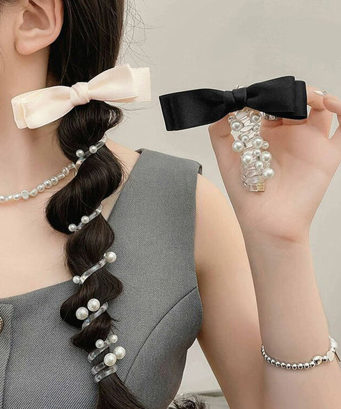 リボン コイルポニー 簡単 コイルアップ 大人かわいい スパイラルヘアゴム フェミニン ヘアアレンジ エレガント ヘアアクセサリー 韓国風ポニーテール おしゃれ 88CXH-112