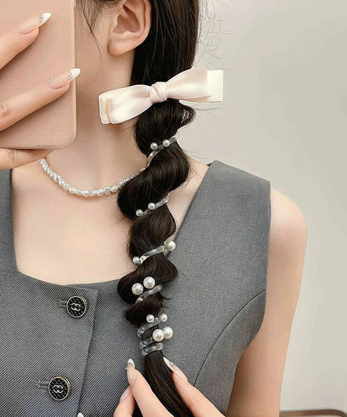 リボン コイルポニー 簡単 コイルアップ 大人かわいい スパイラルヘアゴム フェミニン ヘアアレンジ エレガント ヘアアクセサリー 韓国風ポニーテール おしゃれ 88CXH-112
