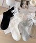 レースリボン ソックス レディース 靴下 可愛い フリルソックス ガーリー靴下 カジュアル ミドルソックス 春夏秋冬 おしゃれ ソックス 白黒 10代20代 学生 88CXH-116