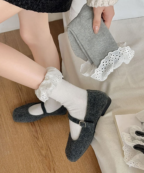 レース付き ソックス レディース 靴下 大人可愛い リブソックス ガーリー靴下 カジュアル ミドル丈ソックス 春夏秋冬 おしゃれ フリルソックス 10代 20代 88CXH-118