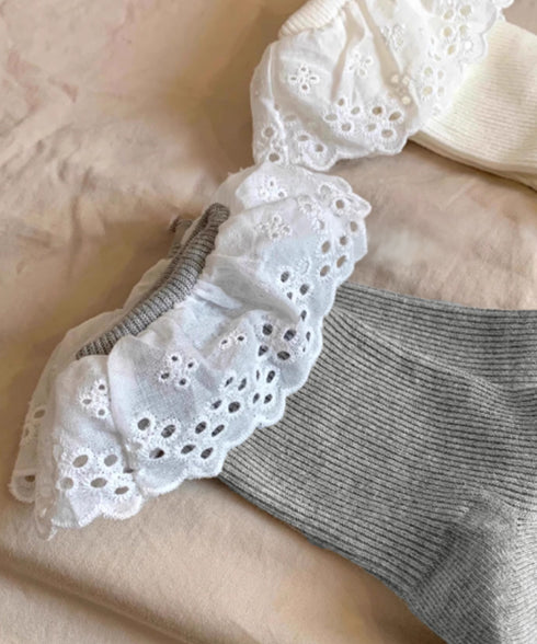 レース付き ソックス レディース 靴下 大人可愛い リブソックス ガーリー靴下 カジュアル ミドル丈ソックス 春夏秋冬 おしゃれ フリルソックス 10代 20代 88CXH-118