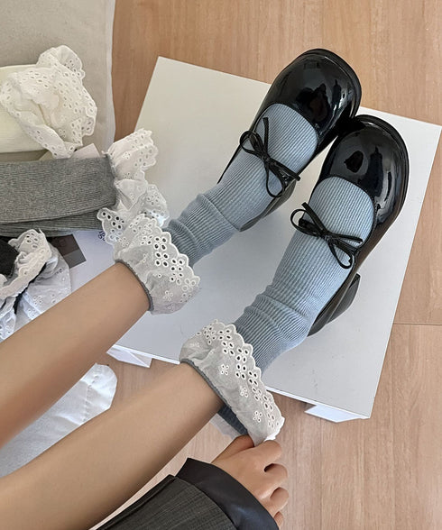 レース付き ソックス レディース 靴下 大人可愛い リブソックス ガーリー靴下 カジュアル ミドル丈ソックス 春夏秋冬 おしゃれ フリルソックス 10代 20代 88CXH-118