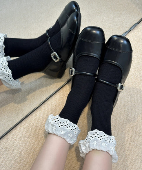 レース付き ソックス レディース 靴下 大人可愛い リブソックス ガーリー靴下 カジュアル ミドル丈ソックス 春夏秋冬 おしゃれ フリルソックス 10代 20代 88CXH-118