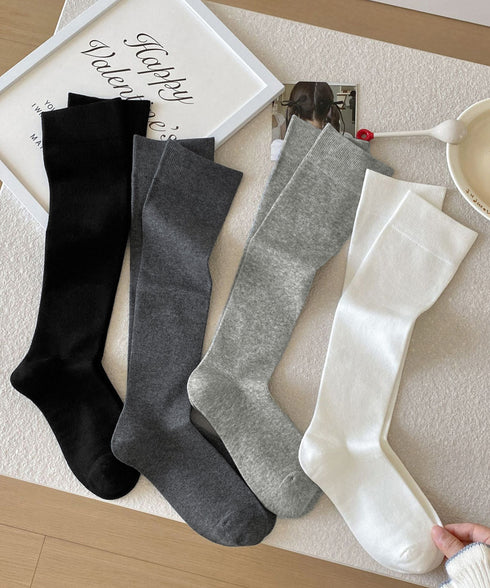 ハイソックス レディース ロングソックス おしゃれ 靴下 美脚 スクールソックス 可愛い カジュアルソックス 伸縮性 トレンド 靴下 秋冬 シンプル 無地ソックス 88CXH-122