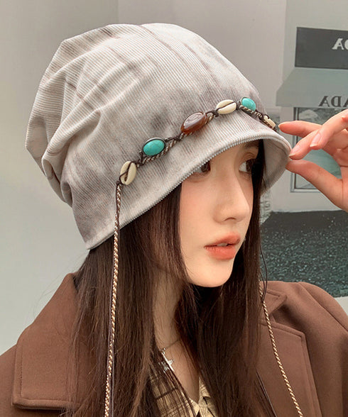 装飾付き ルーズキャップレディース 小顔 おしゃれ 紐付き ワッチ風キャップ 被りやすい 帽子 韓国ファッション 大人カジュアル ぼうし 可愛い ゆる帽子 レトロ 88CXH-126