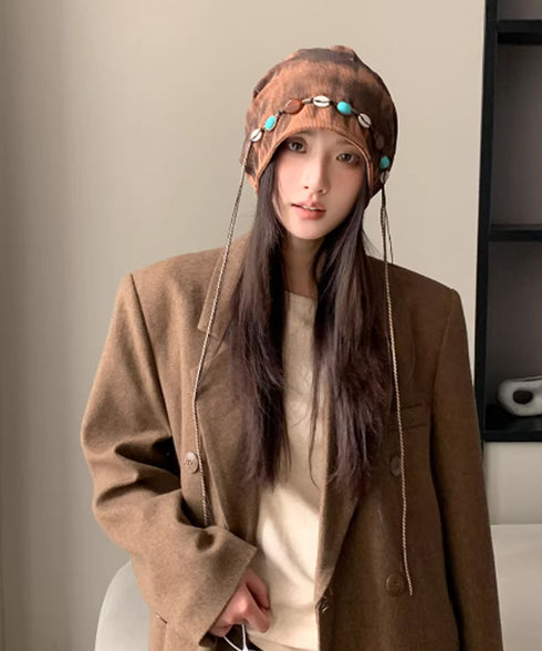 装飾付き ルーズキャップレディース 小顔 おしゃれ 紐付き ワッチ風キャップ 被りやすい 帽子 韓国ファッション 大人カジュアル ぼうし 可愛い ゆる帽子 レトロ 88CXH-126