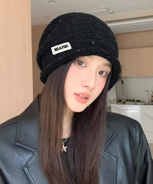 ニット帽子 ロゴ ニットビーニー 小顔 レディース 可愛い ワッチキャップ 被りやすい ニット帽 韓国ファッション 大人カジュアル 秋冬帽子 折り返し 暖かい 88CXH-127