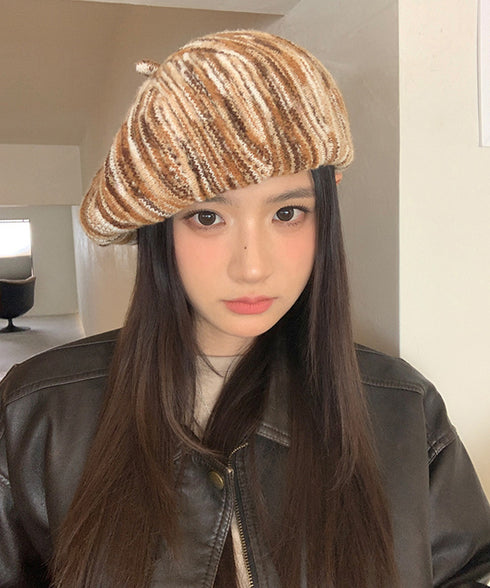 リブ編み ニットベレー帽 レディース小顔 可愛い ニット帽子 調節ひも付き 韓国ファッション 防寒帽子 秋冬ニットキャップ 大人カジュアル あたたかい 被りやすい 88CXH-130