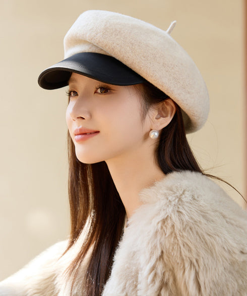 キャスケット 帽子 レディース 小顔見え 大人カジュアル つば付き ベレー帽 おしゃれ 秋冬帽子 ウール調 マリンキャップ 韓国ファッション 可愛い 暖かい 通勤 88CXH-131
