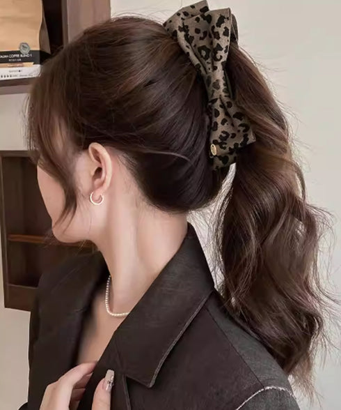 レオパード柄 ファブリックバナナクリップ おしゃれ ヘアアクセサリー レディース ヘアクリップ ヒョウ柄まとめ髪 大人かわいい ヘアアレンジ フェミニン簡単髪留め 88CXH-133