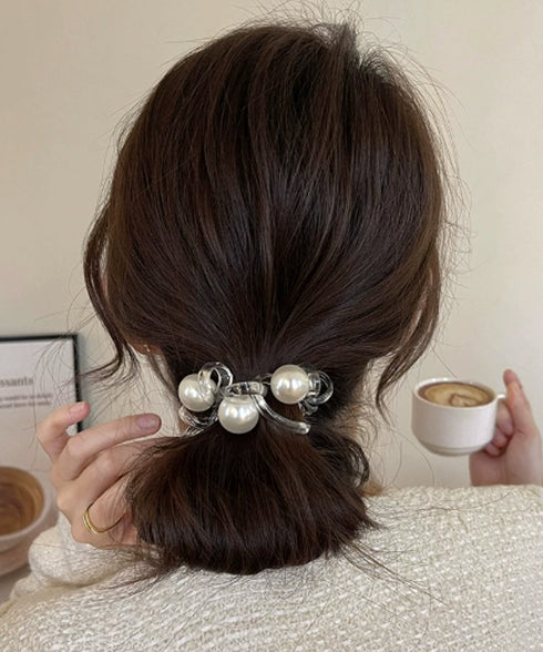 クリアヘアゴム パール調ヘアアクセサリー コイルヘアゴム 大人可愛い スパイラルヘアゴム 跡がつかない スプリング ヘアアクセ ポニーテール 簡単 髪留め 韓国風 88CXH-144