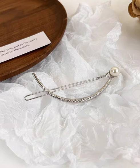 お洒落 上品 パール調バレッタ レディース ヘアアクセサリー きれいめ ヘアアレンジ 韓国ファッション 簡単髪留め フェミニン まとめ髪 大人かわいい 88CXH-145