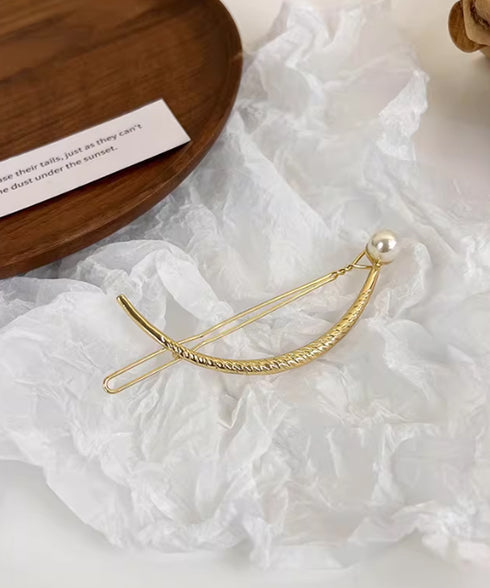 お洒落 上品 パール調バレッタ レディース ヘアアクセサリー きれいめ ヘアアレンジ 韓国ファッション 簡単髪留め フェミニン まとめ髪 大人かわいい 88CXH-145