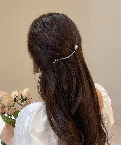 お洒落 上品 パール調バレッタ レディース ヘアアクセサリー きれいめ ヘアアレンジ 韓国ファッション 簡単髪留め フェミニン まとめ髪 大人かわいい 88CXH-145