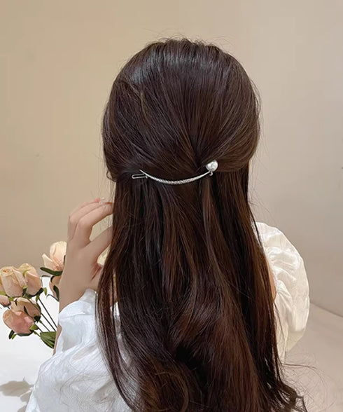 お洒落 上品 パール調バレッタ レディース ヘアアクセサリー きれいめ ヘアアレンジ 韓国ファッション 簡単髪留め フェミニン まとめ髪 大人かわいい 88CXH-145