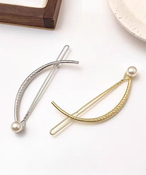 お洒落 上品 パール調バレッタ レディース ヘアアクセサリー きれいめ ヘアアレンジ 韓国ファッション 簡単髪留め フェミニン まとめ髪 大人かわいい 88CXH-145