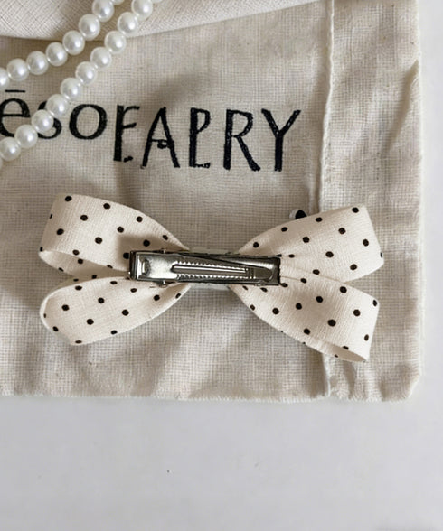 ドット柄 リボンヘアクリップ 大人可愛い おしゃれ ヘアアクセサリー レディース ヘアクリップ 清楚 まとめ髪 大人かわいい ヘアアレンジ フェミニン 簡単髪留め 88CXH-157