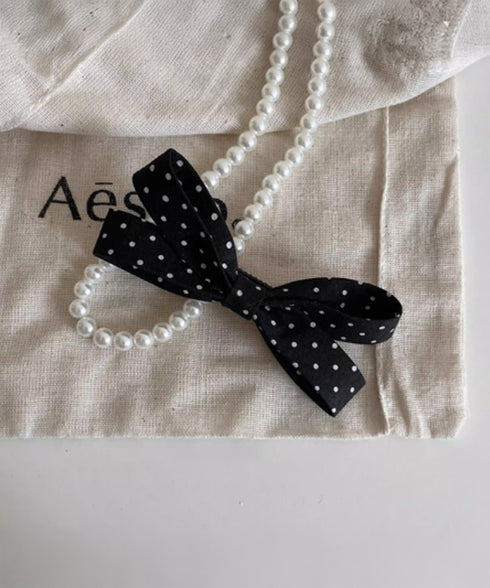 ドット柄 リボンヘアクリップ 大人可愛い おしゃれ ヘアアクセサリー レディース ヘアクリップ 清楚 まとめ髪 大人かわいい ヘアアレンジ フェミニン 簡単髪留め 88CXH-157